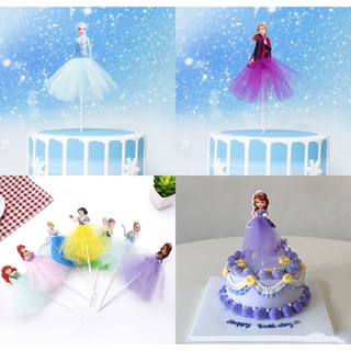 ป้ายธง Frozen Elsa Anna Sophia Belle สําหรับตกแต่งเค้กวันเกิด