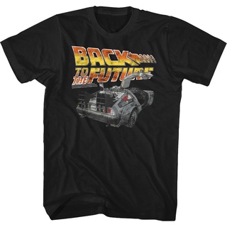 เสื้อยืดผ้าฝ้ายพิมพ์ลายขายดี เสื้อเชิ้ต ลาย Back to the Future สีดํา