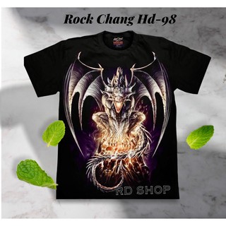 เสื้อยืด Rock chang เเบรนด์เเท้ สกรีนหน้า - หลัง🔸เรืองแสงในที่มืด HIGH QUALITY  🔻สกรีนไม่หลุดลอก🔸พิมพ์ออกเเขน คมชัด HD