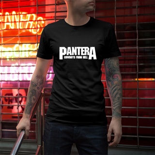 คอลูกเรือเสื้อยืดคอกลมเสื้อยืด ลายวงร็อค Pantera สไตล์คาวบอยผ้าฝ้ายแท้