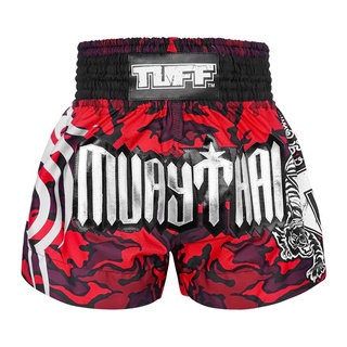 กางเกงซ้อมมวยกางเกงมวย กางเกงมวยไทย  กางเกงกีฬาTUFF Muay Thai Boxing Shorts New Red Military Camouflage