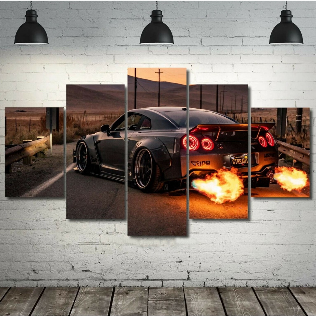 โปสเตอร์ภาพวาดผ้าใบ รูปรถดับเพลิง Nissan GT-R R35 HD ไม่มีกรอบ สําหรับตกแต่งบ้าน 5 ชิ้น