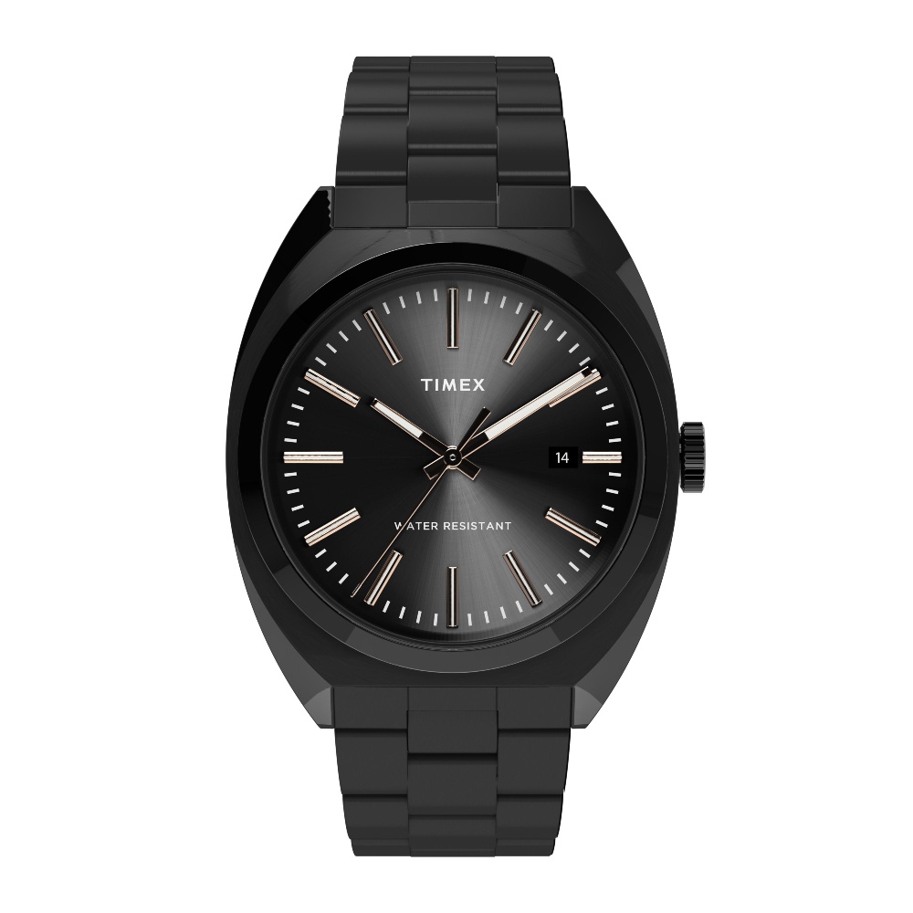 Timex TW2U15500 Milano นาฬิกาข้อมือผู้ชาย สายสแตนเลส สีดำ หน้าปัด 38 มม.