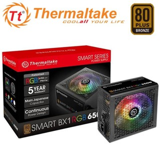 POWER SUPPLY (อุปกรณ์จ่ายไฟ) THERMALTAKE SMART BX1 RGB 650W (80+ BRONZE) Warranty 5 - y