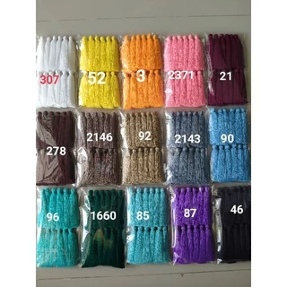 พู่เล็กแต่งเสื้อผ้ายาว 2.5นิ้ว ถุงละ 1 โหล มีสีให้เลือก60สีระบุสีได้ค่ะ(ภาพถ่ายบางสีอาจจะเพี้ยนนิดหน่อย (สีไม่ตก)