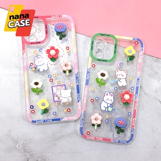 เคสเรียวมี/Realme C21 C35  เคสมือถือนิ่มใสกันกล้อง ซิลิโคน TPU ติดการ์ตูนดอกไม้นูน diy