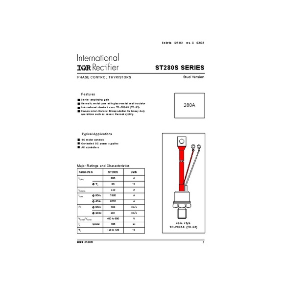 IR Vishay VS-ST280S04P0V เอสซีอาร์โมดูล 280A 400V. ใหม่แท้ 1 ชิ้น