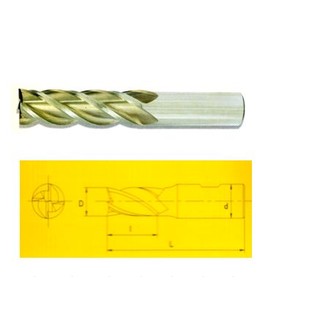 END MILLS 4 FLUTE HSS-E TIN 21-32 สีทอง