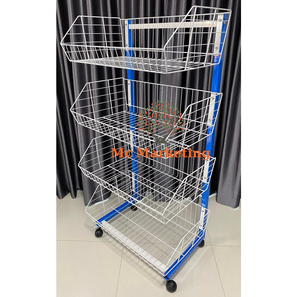 ชั้นตะกร้า ชั้นวางขนม เชลฟ์มินิมาร์ท ที่วางสินค้า 4ขั้นยาว90c.m.