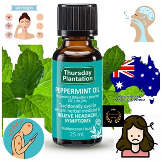 Thursday Plantation peppermint oil 25 ml เปปเปอร์มินท์ ออย มินต์ออย น้ำมันเปปเปอร์มินต์ teatree oil น้ำมันหอมระเหย