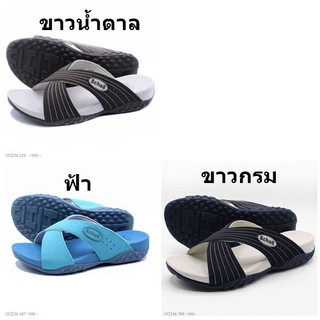 Scholl รองเท้าแตะ SANDAL รุ่น 1F2236 สี ฟ้า ขาวกรม ขาวน้ำตาล