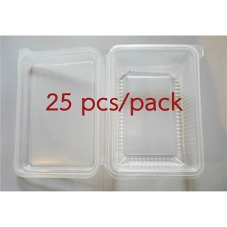 กล่องข้าวพลาสติก กล่องข้าวฝาในตัว กล่องข้าว 1 ช่องฝาใส ตัวใส มีฝา 19.2x14x6.75cm 750ml