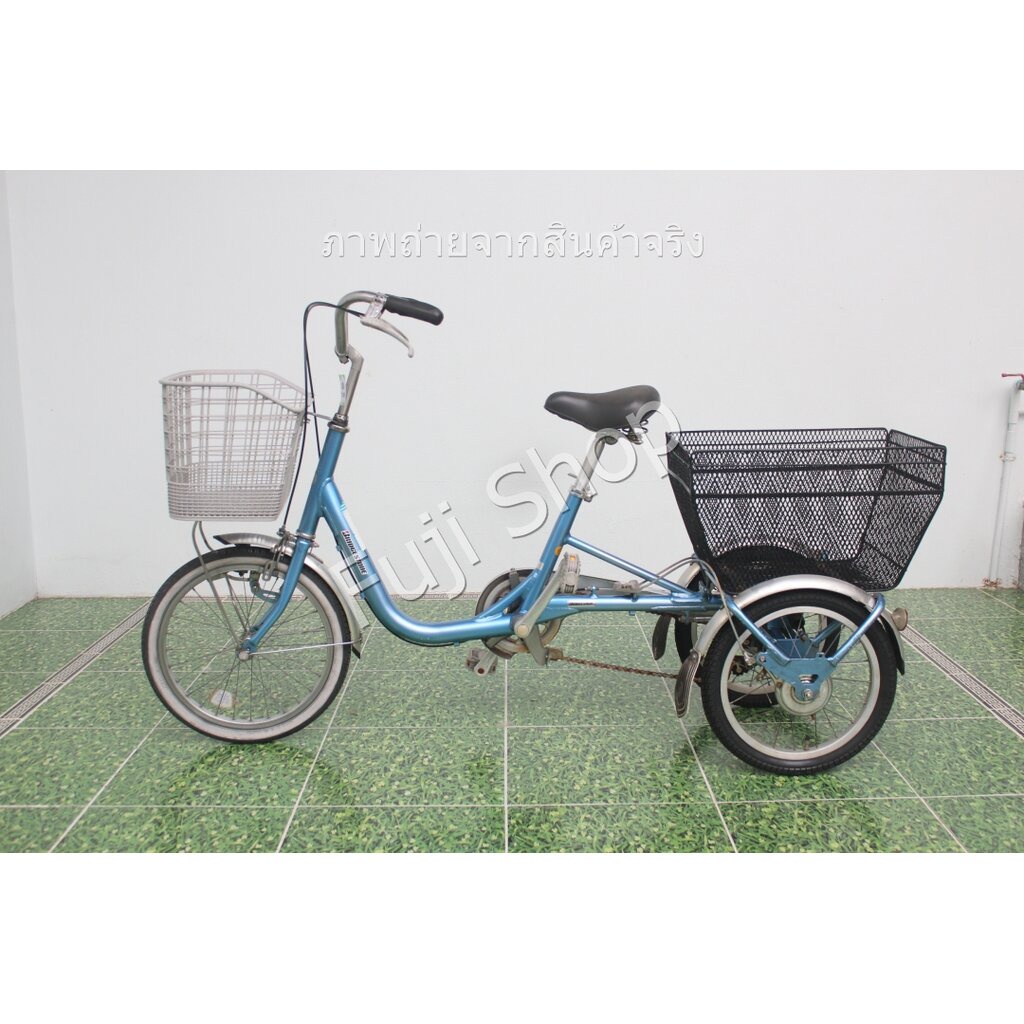 จักรยานสามล้อญี่ปุ่น - ล้อ 18 / 16 นิ้ว - ไม่มีเกียร์ - อลูมิเนียม - Bridgestone - สีฟ้า [จักรยานมือสอง]