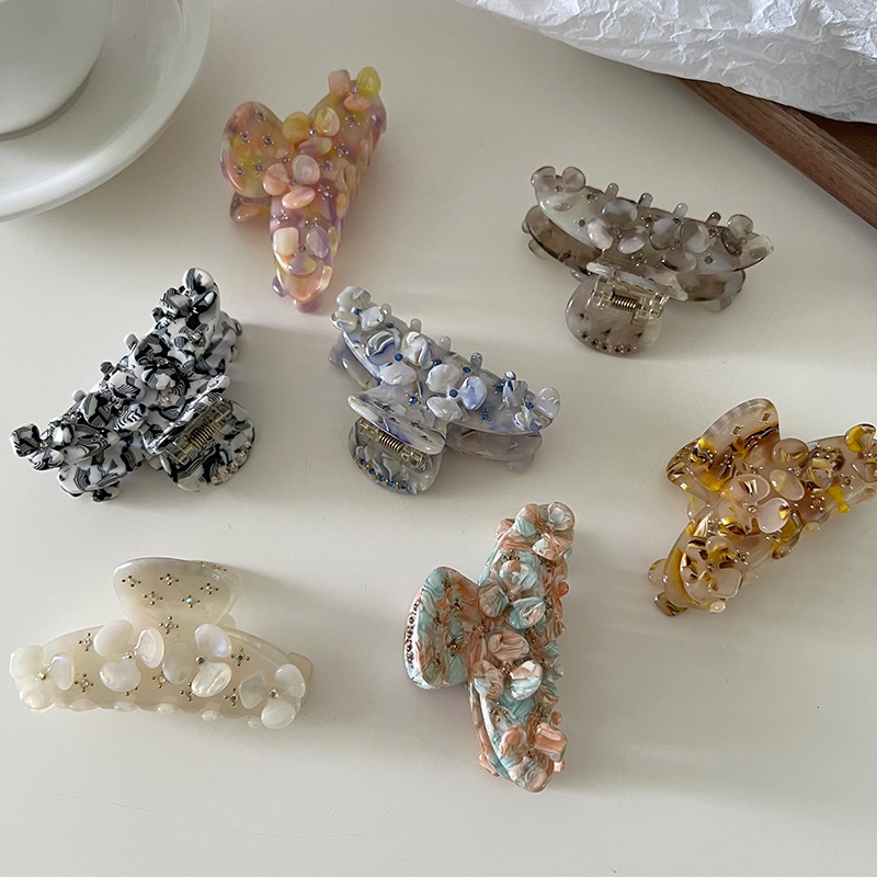 Acetate ดอกไม้ Claw คลิปเต่า Claw ผม Clamps สําหรับผู้หญิง Rhinestone ผมจับ Barrettes อุปกรณ์เสริม