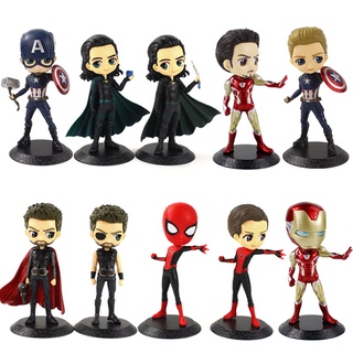 โมเดลฟิกเกอร์ PVC รูป The Avengers Captain America Iron Man Tony Stark Spider-Man Thor Loki Tesseract Q Version ขนาด 16 ซม. 10 แบบ ของเล่นสําหรับเด็ก