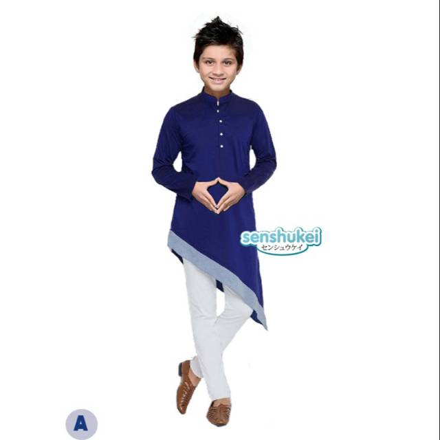 อินเดีย Koko Dress Suit Pakistani เด็กตุรกีกางเกงยีนส์สีน้ําเงินขาว Senshukei 49 A