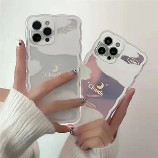 iPhone 13 13pro 13prm iPhone Case การ์ตูนน่ารักโปร่งใส Wave Border Soft Case สำหรับ iPhone 11 7Plus 8Plus Xr XS 13 12 Pro MaxTPU ins Laser Gradient เคสโทรศัพท์