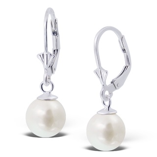 SILVER THAI Silver Fresh Water Pearl Dangle Earrings เครื่องประดับเงินแท้ ต่างหูห้อยมุกน้ำจืด