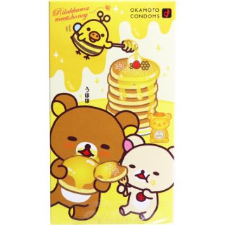 Okamoto rilakkuma meets honey 10ชิ้น ถุงยาง ถุงยางอนามัย condom