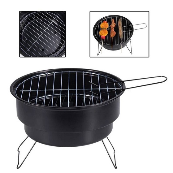 เตาปิ้งย่างบาร์บีคิวแบบพกพา (กลม) เตาปิ้งย่าง BBQ  แบบทรงกลมแบบใส่ถ่าน*สินค้าพรีออเดอร์*