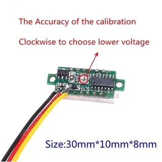 เครื่องทดสอบแรงดันไฟฟ้า โวลต์มิเตอร์ดิจิทัล ขนาดเล็ก 0.28 นิ้ว 2.5V-40V หน้าจอ LED สีแดง น้ําเงิน เหลือง เขียว