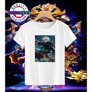 เสื้อเด็กหญิง เสื้อตํานานมือถือ Gusion / ML เสื้อยืด Unisex เสื้อยืดกราฟิกสําหรับเด็กและผู้ใหญ่ p0+