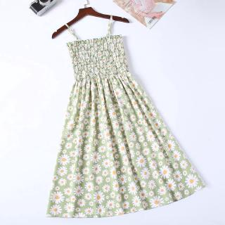 korea Summer women strapless sexy A-line chiffon bohemian floral dress