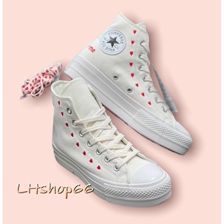 ❤️รองเท้าผ้าใบ converes Chuck Taylor All star Lift Platform Embroidered Hearts High Top งานHiendพร้อมกล่อง