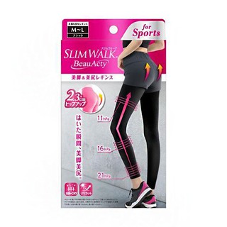 SLIMWALK BEAUACTY COMPRESSION LEGGINGS FOR SPORTS M-L / ถุงน่องกระชับสะโพกและเรียวขาวแบบยาว (สีดำ) ไซส์ M-L