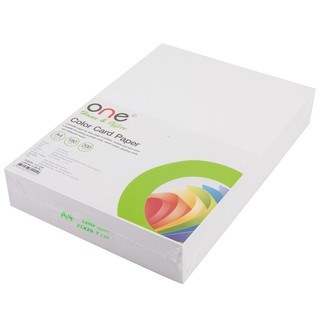 กระดาษการ์ดสีA4 180 แกรม สีขาว (200แผ่น) ONE A4 180 gram white card paper, white (200 sheets) ONE