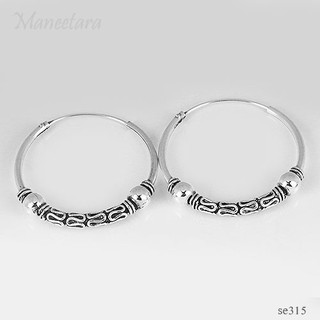 ต่างหูห่วงบาหลี เงินแท้ ห่วงกว้าง 30 , 33, 35 มม. 925 Sterling Silver Bali Hoop Earrings (semix5)