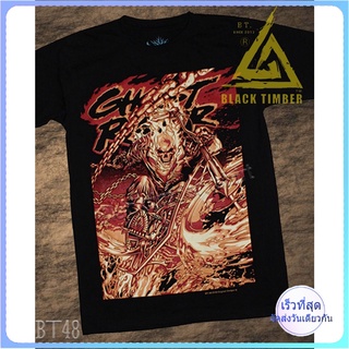 BT  Ghost Rider เสื้อยืด สีดำ BT Black Timber T-Shirt ผ้าคอตตอน สกรีนลายแน่น S M L XL XXL