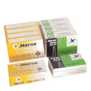 ตราม้า ลวดเสียบกระดาษ เบอร์ 1 แพ็ค 10 กล่อง คละแบบ Horse brand, paper stoppers No. 1 pack of 10 boxes, assorted patterns