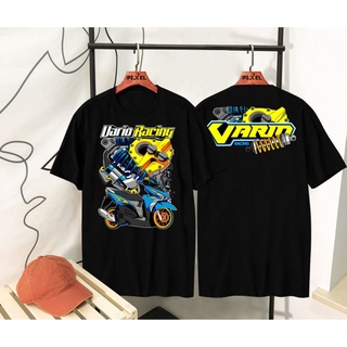 เสื้อยืดผ้าฝ้ายพิมพ์ลายขายดี เสื้อยืด พิมพ์ลายสกรีน catton Vario Racing สําหรับแข่งรถจักรยานยนต์