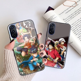 เคสโทรศัพท์มือถือกระจกนิรภัย แบบแข็ง กันกระแทก ลายการ์ตูนลูฟี่วันพีช พร้อมสายคล้อง สําหรับ หัวเว่ย Honor X8 X9 5G X30i X30 X10 MAX Honor 70 Pro 60se 60 Pro