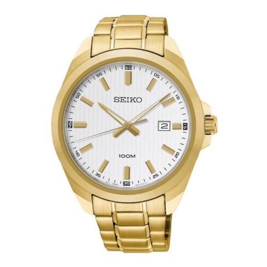 SEIKO นาฬิกาข้อมือผู้ชาย สายสแตนเลส รุ่น  SUR280P,SUR280P1 -  สีทอง