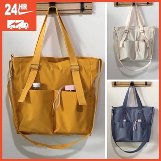 【พร้อมส่ง】กระเป๋านักเรียน กระเป๋าสะพายไหล่ ผ้าแคนวาส กันน้ํา จุของได้เยอะ สไตล์เกาหลี ญี่ปุ่น ฮาราจูกุ สําหรับผู้หญิง