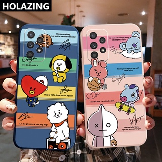 เคสโทรศัพท์มือถือ ขอบสี่เหลี่ยม ลายการ์ตูน BTS แฟชั่น สําหรับ Samsung Galaxy S22 Ultra S21 FE A33 A53 A73 A03S M32 M22