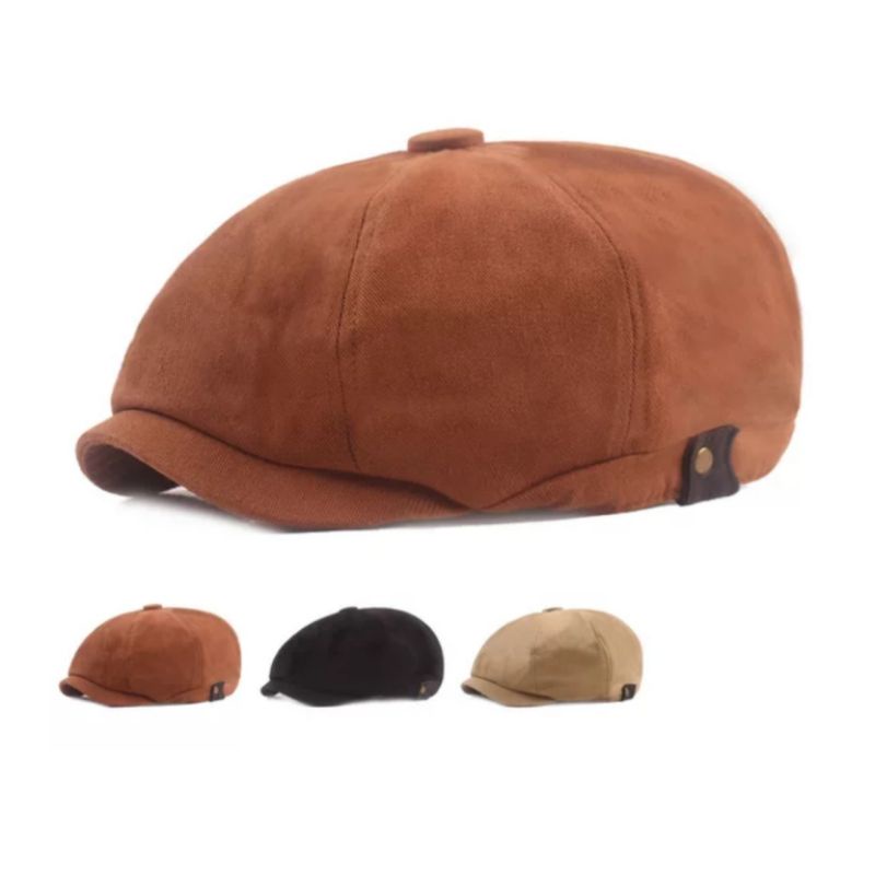 Rre hatroom Topi Pakcik Newsboy Baker Boy Baretta Cotton Plain Flat Cap Hat Gatsby Style