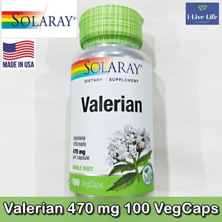 สารสกัดรากวาเลอเรียน Valerian 470 mg 100 VegCaps - Solaray