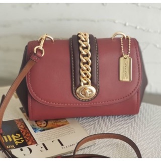 (ผ่อน0%) กระเป๋าสะพายข้าง #COACH #F35114 FAYE CROSSBODY สีแดง หนังแท้