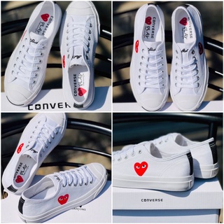 รองท้าผ้าใบ Converse Jack Purcell x PLAY Comme des Garcons-White ♡ 100% วาเลนไทน์นี้หารองเท้าใส่คู่เจอยังคะ?