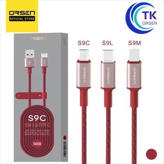 ราคาถูก Orsen by Eloop S9 / S9L / S9M / S9C สายชาร์จ ไนลอนถัก USB Data Cable 2.1A สำหรับ L/Micro USB/Type C