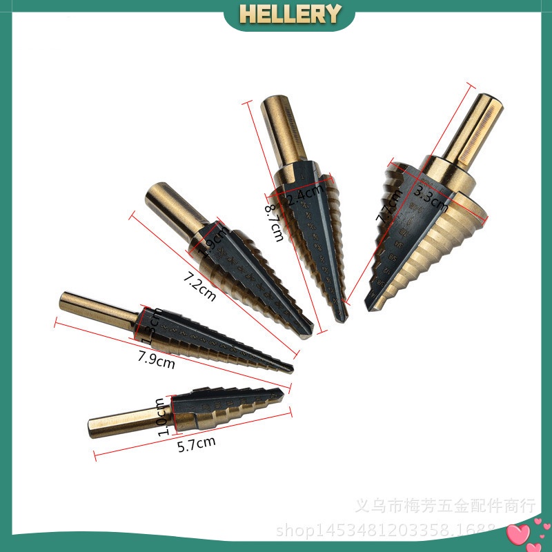 [HELLERY]5pcs Multi-Step Drill Bit High Speed Steel Cone Drill Hole ...