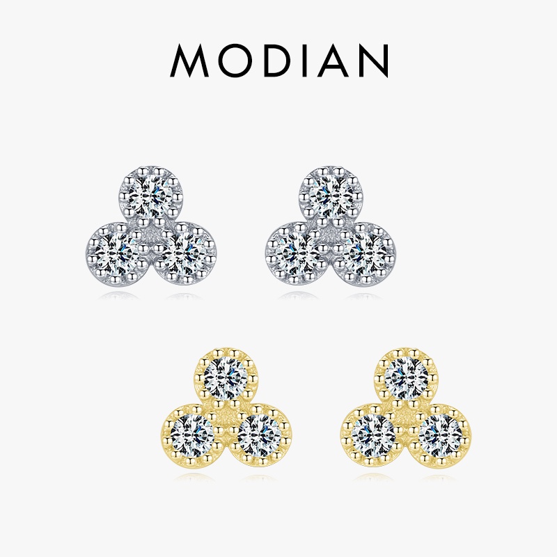 Modian ต่างหูสตั๊ด เงินสเตอร์ลิง 925 ทรงกลม ขนาดเล็ก เรียบง่าย สําหรับผู้หญิง ของขวัญแต่งงาน เครื่องประดับ Brincos 100%