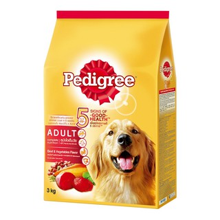 ว๊าว🍟 เพดดิกรี อาหารสุนัขโต รสเนื้อวัวและผัก 3 กก.  Pedigree Dog Food Adult Beef &amp; Vegetable 3 kg