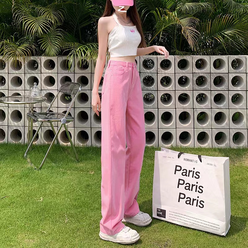 COCOกางเกงยีนส์เอวสูง4สีกางเกงยีนส์ขายาวหญิงสไตล์เกาหลี ผ้าดีสีสวยน่ารัก661-2