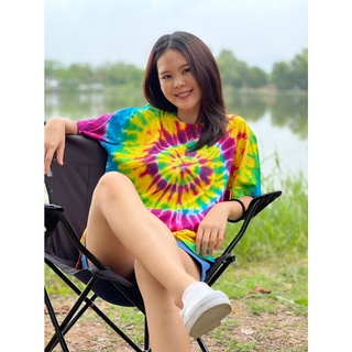 💯 พร้อมส่ง เสื้อยืดมัดย้อม 🌈 สีสดใส อก 38-54 ราคาถูกที่สุด