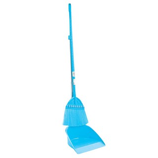 ว๊าว🍟 ไม้กวาดยางพารา สีฟ้า พร้อมที่ตักผง Rubber broom blue color with dustpan