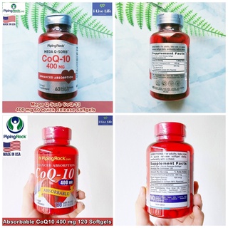 PipingRock - Enhanced Absorbable CoQ10 400 mg 60 or 120 Softgels โคคิวเท็น Q10 คิวเทน โคเอนไซม์คิวเทน Q-10 Piping Rock